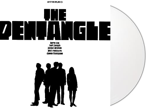White vinyl record with black band name and silhouetted figures.