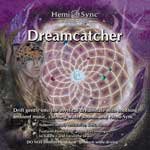 "Album cover featuring a dreamcatcher against a sunset sky with 'Hemi-Sync' and 'Traumfänger' text."
