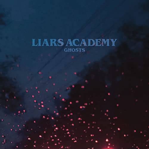 Liars Academy “Ghosts” vinyl record cover, dark blue with red speckles.