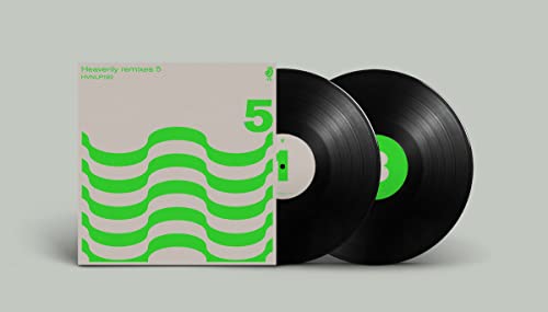 Vinyl record and cover with green wave design and large number 5.