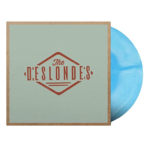 Blue and light blue vinyl record with pale green and red cover.