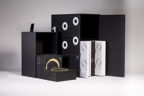 Black and white 36CD box set with circular designs, open display.