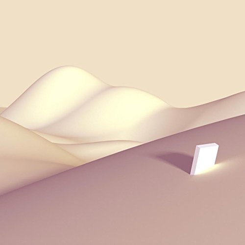 Abstract vinyl record cover with flowing, pale pink and white shapes.