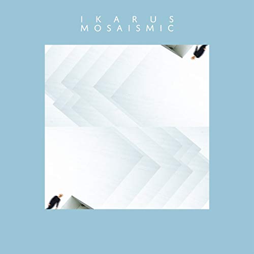 A light blue album cover with a white, abstract image and silhouetted figures.