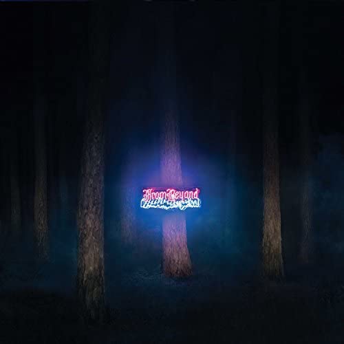 Dark forest with glowing neon “From Beyond” band name text.