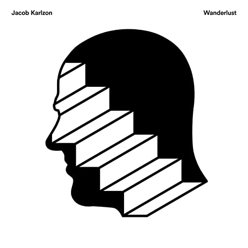 Black and white album cover with a silhouette of a head and stairs.