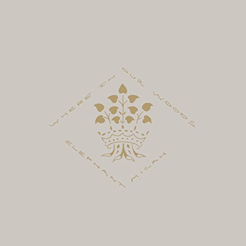 Golden crown of leaves and vines on a beige background.