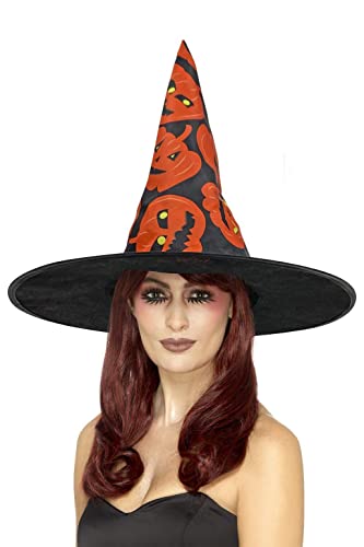 Smiffys 52819 Pumpkin Witch Hat, Women, Orange & Black, One Size