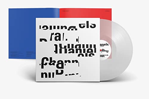 Vinyl record with white label and album cover featuring bold, white text.