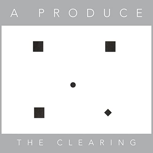 CD cover for A Produce’s “The Clearing” with black shapes on white.