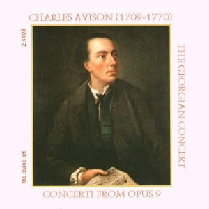 Portrait of Charles Avison, composer, on CD cover for classical music.