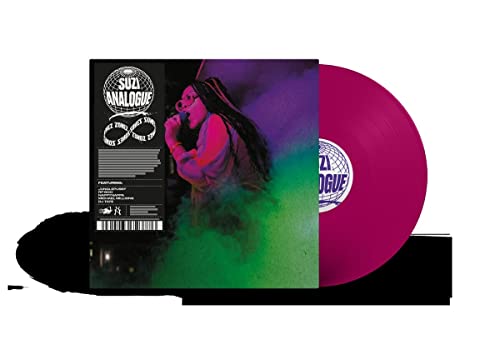 Vinyl record of Suzi Analogue’s “Infinite Zonez” with album art and pink disc.