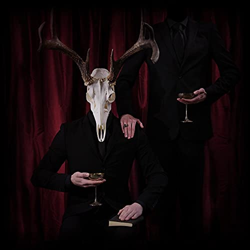 Dark album cover featuring figures in suits with animal skulls for heads.