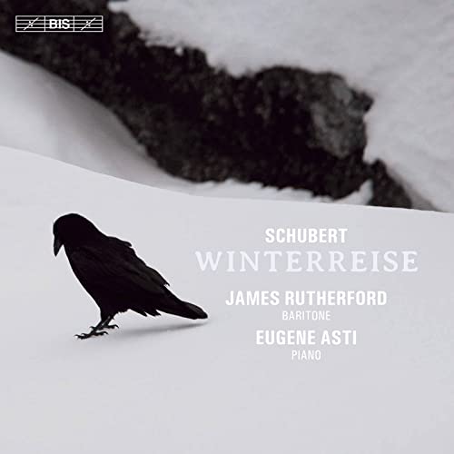 CD cover: raven in snow, text “Schubert Winterreise”, Rutherford & Asti.