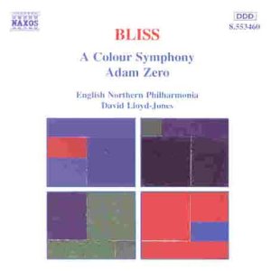The image shows a CD cover with a white background and four colored squares.