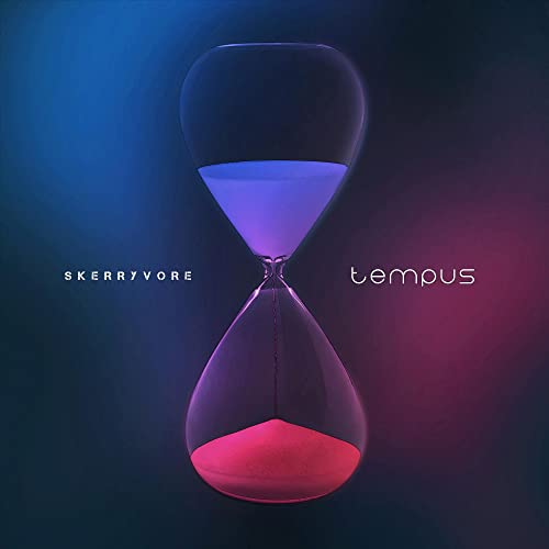 Album cover for Skerryvore’s “Tempus” featuring an hourglass with blue and red sand.