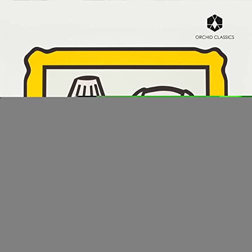 CD cover with abstract yellow frame and gray, green bands.