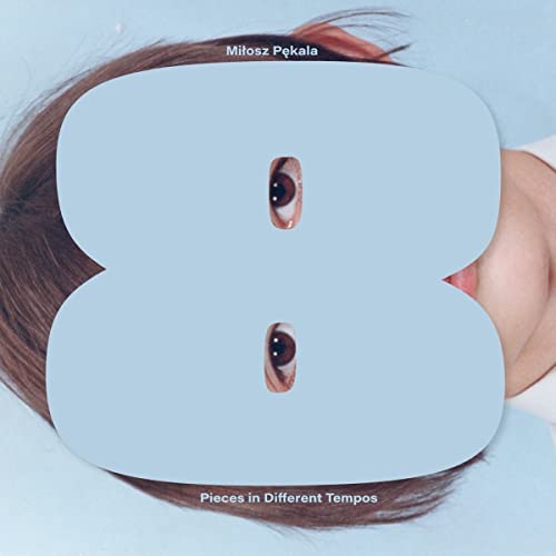 CD cover with abstract eye and number 8 design, pale blue background.