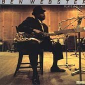 CD cover: Ben Webster playing saxophone, in a dimly lit studio.