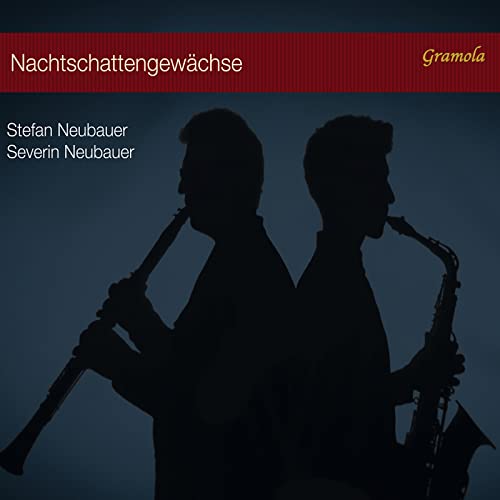 CD cover: Silhouette of two musicians playing clarinet and saxophone.