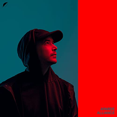 CD cover featuring a man in a hooded jacket against a red and teal background.
