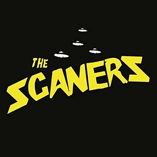 Black background with yellow text "THE SCANERS" and flying saucers above.