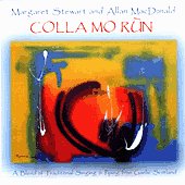 "Album cover with abstract art in red, blue, and yellow, titled 'Colla Mo Rùn'."