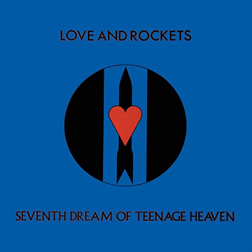 Blue album cover with a black circle containing a red heart and rocket.