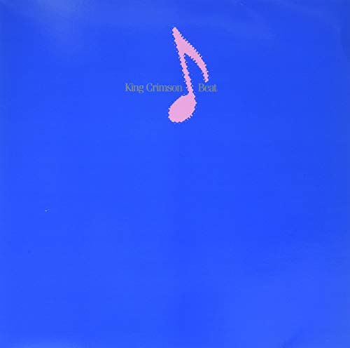 Blue vinyl record cover with pink musical note and text.