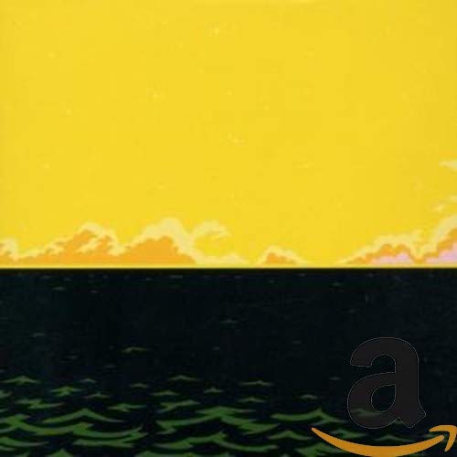 Yellow and black abstract horizon with a large white letter "a".