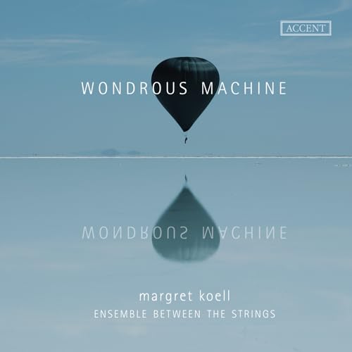CD cover with a dark hot air balloon reflected in water.