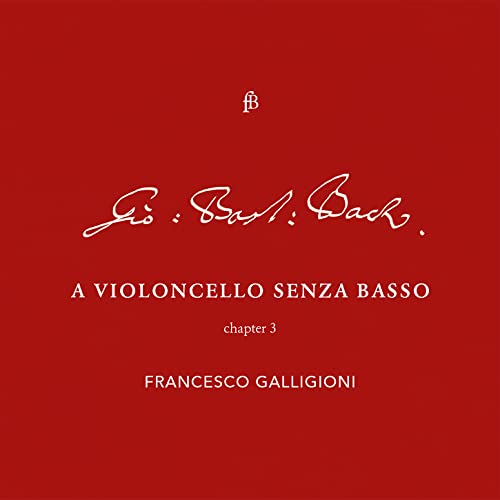 Red CD cover with white cursive text: "A Violoncello Senza Basso".