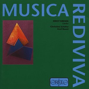 "CD cover with 'MUSICA REDIVIVA' title, abstract triangle image, and 'ORFEO' logo on green background."