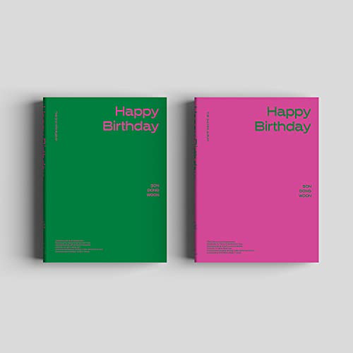 Son Dong Woon "Happy Birthday" CD case, green and pink covers shown.