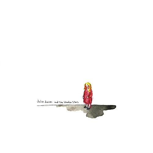 Watercolor illustration of a girl in red, album cover for Julie Doiron.