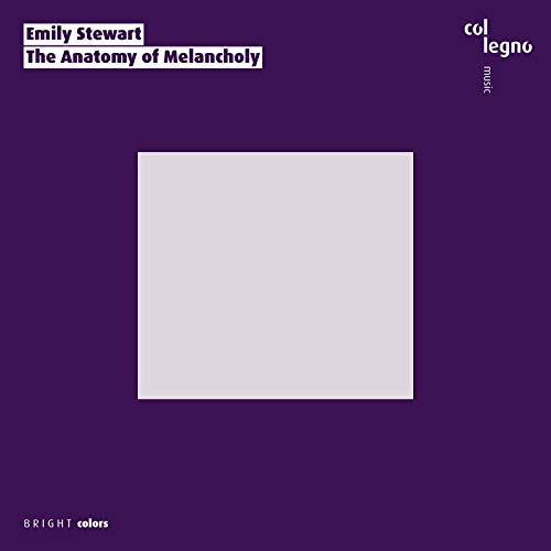 CD album cover for Emily Stewart’s “The Anatomy of Melancholy,” purple background.