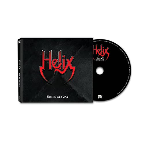 Helix "Best Of 1983-2012" CD case and disc, black background.