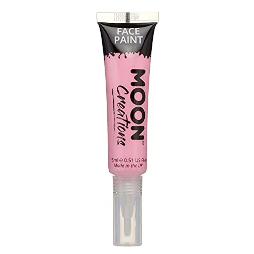 Face & Body Paint with Brush Applicator by Moon Creations - Pink - Water Based Face Paint Makeup for Adults, Kids - 15ml