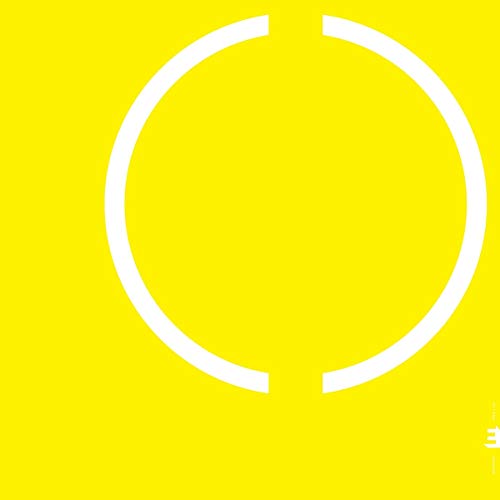 The image is a bright yellow square with a white, broken circle in the center. The circle is incomplete, with two gaps on either side, and is positioned slightly to the right of the center of the image. In the bottom-right corner, there is a small, white number "3" that appears to be cut off, suggesting that it may be part of a larger number or text. The background of the image is a solid, bright yellow color. Alt text: Bright yellow square with white