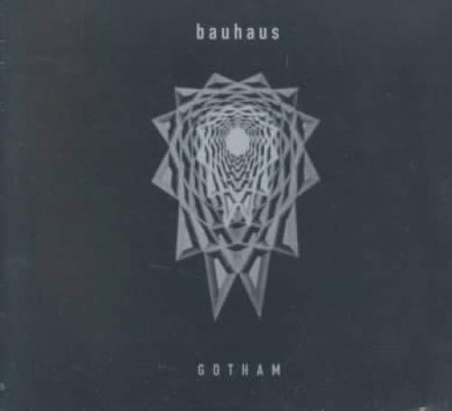 "Bauhaus Gotham CD cover featuring a black background with a grey geometric design."
