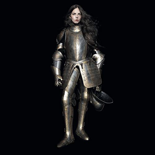 Person in full metallic armor with long, flowing dark hair.