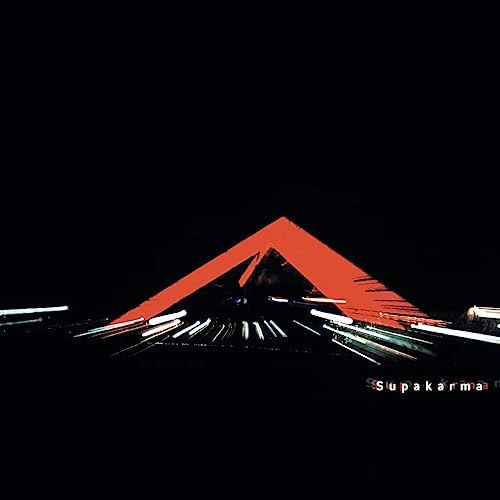 Red triangle with light streaks on black background, album cover art.