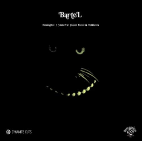 A vinyl record cover with a black cat face on a black background.