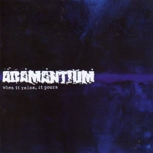 CD cover for Adamantium’s “When It Rains It Pours,” dark blue and textured.