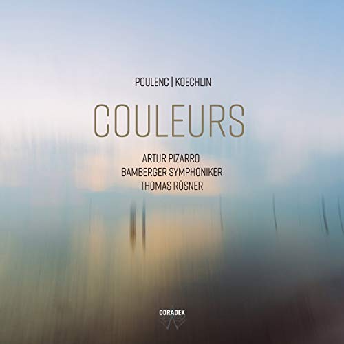 "CD cover with 'COULEURS' title, blurry lake scene, and artist names in gold and black text."