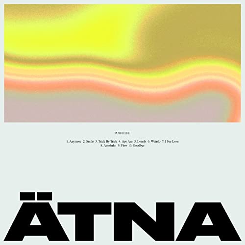 CD cover for Atna’s “Push Life” with abstract colorful waves and bold text.