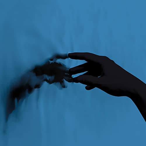 Blue album cover with a dark hand reaching towards a blurred face.