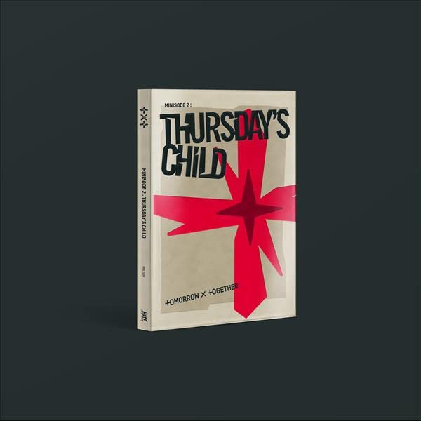 CD album cover for Tomorrow X Together’s “Thursday’s Child” with red starburst.