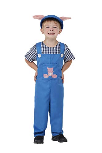 Smiffys 71039T2 Toddler Country Piggy Costume, Boys, Blue, Age 3-4 Years