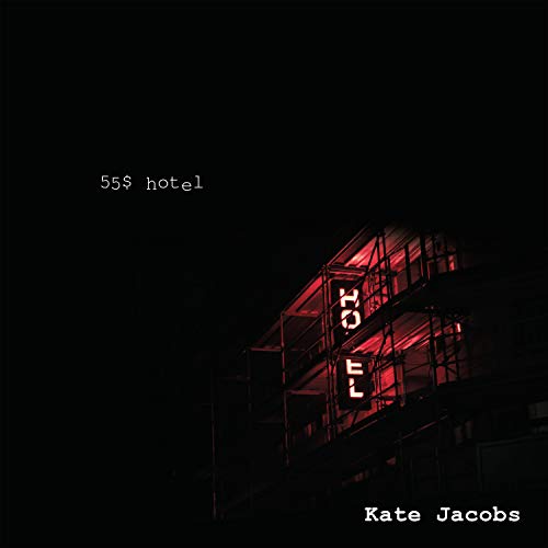 Dark album cover with a red neon "hotel" sign and artist name.